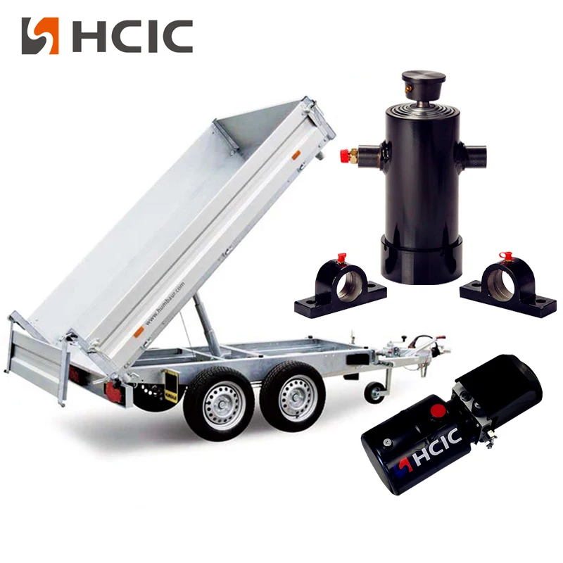 Jack Trailer Hidrolik Mandhiri 12 Ton kanthi Unit Daya DC 12V Terintegrasi