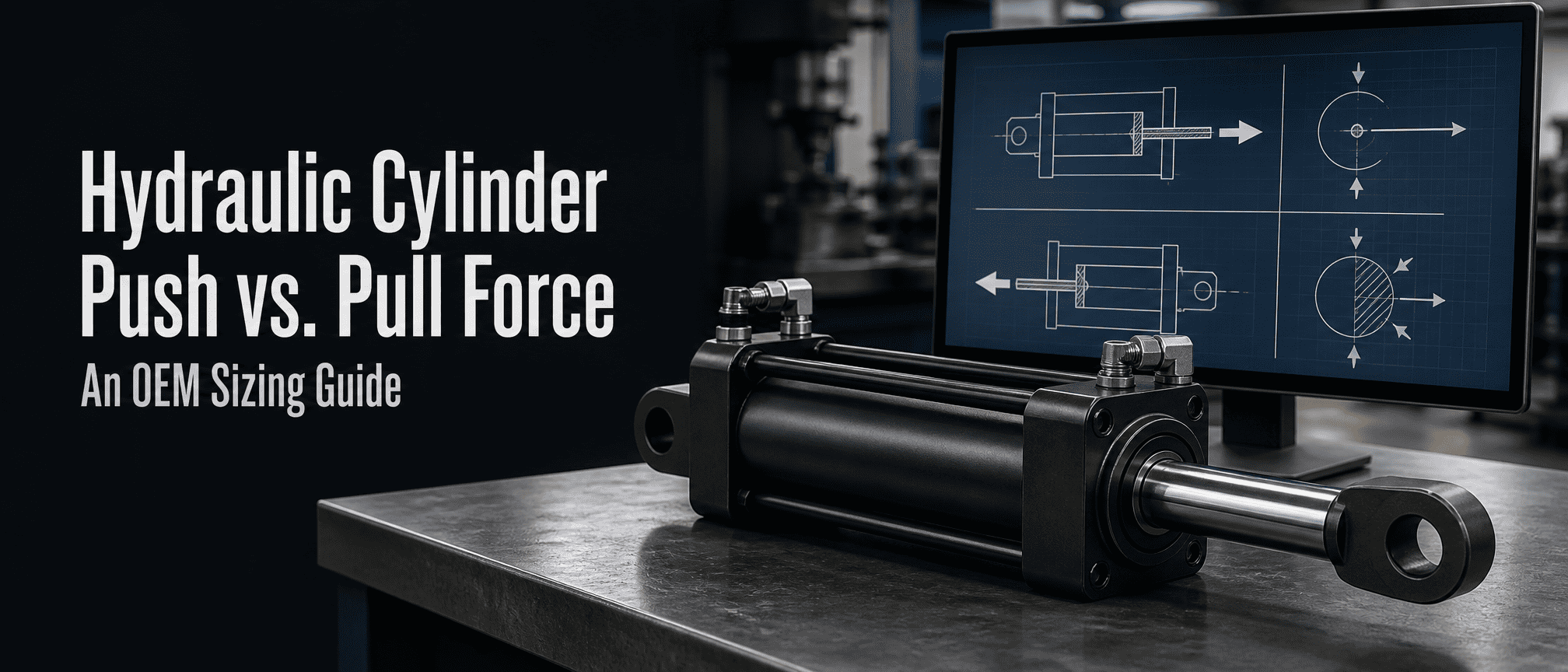 Hydraulic Cylinder Push vs. Tarik Force Pitungan: Pandhuan ukuran OEM
