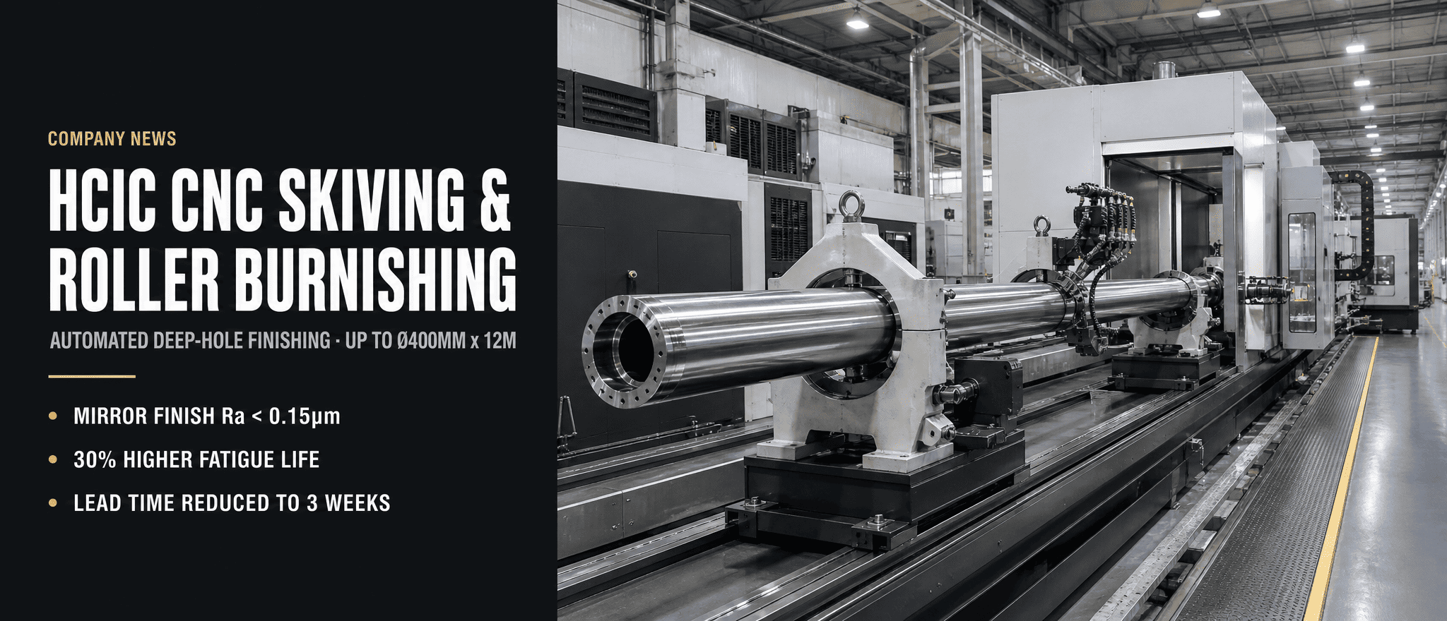 Komisi HCIC Presisi Tinggi Otomatis CNC Skiving & Roller Burnishing Line kanggo Silinder Long-Stroke Gedhe